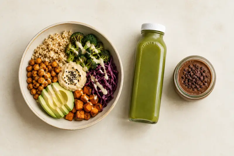 Combo de prato, suco e sobremesa