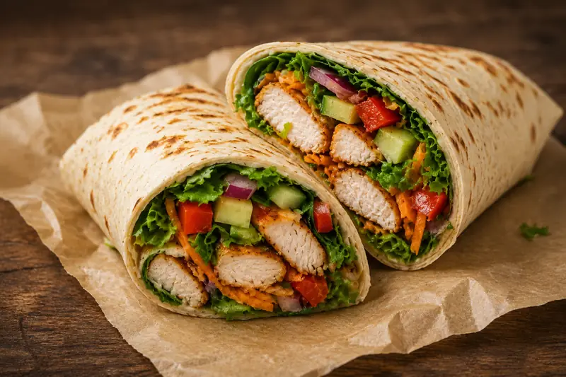 Wrap de massa fina com recheio generoso